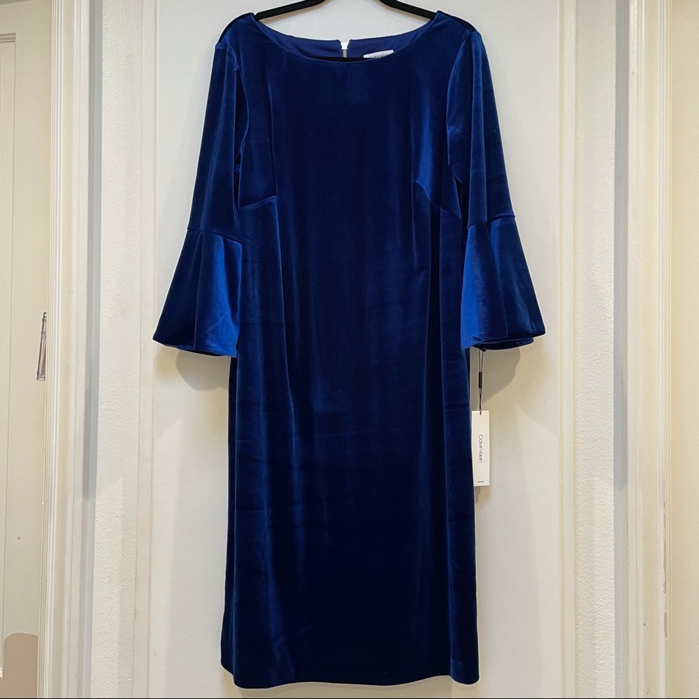 NWT Calvin Klein Blue Velvet Dress